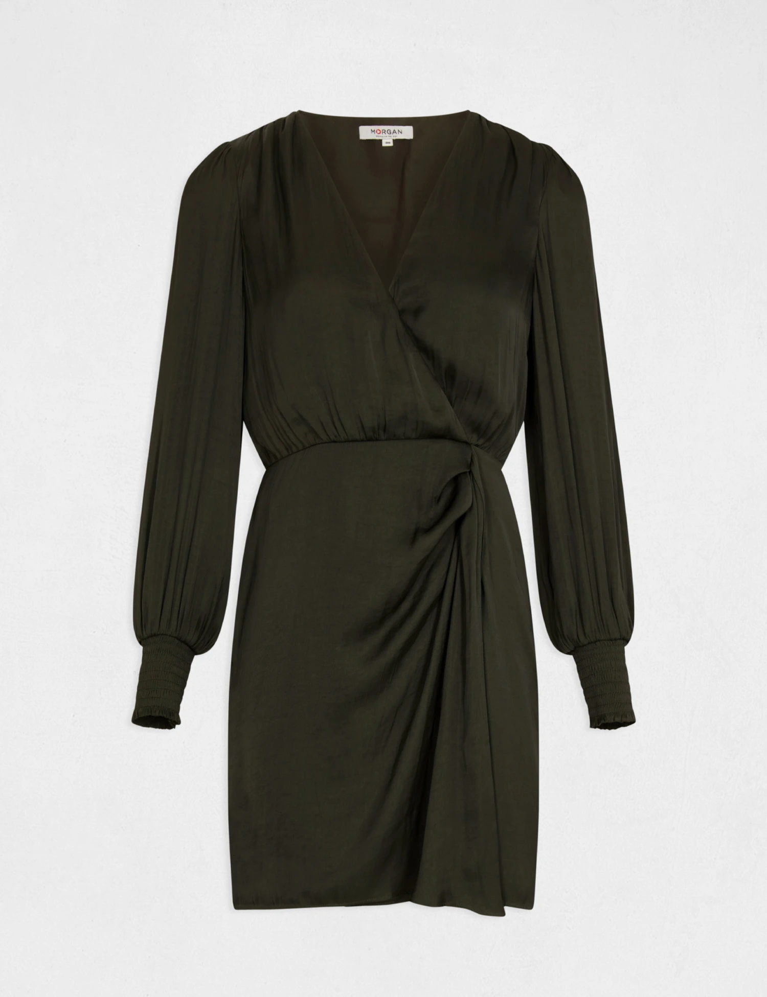 Robe Cintrée Drapée Satin Vert Fonce Femme 6 Robe Cintrée Drapée Satin Vert Fonce Femme – Image 4