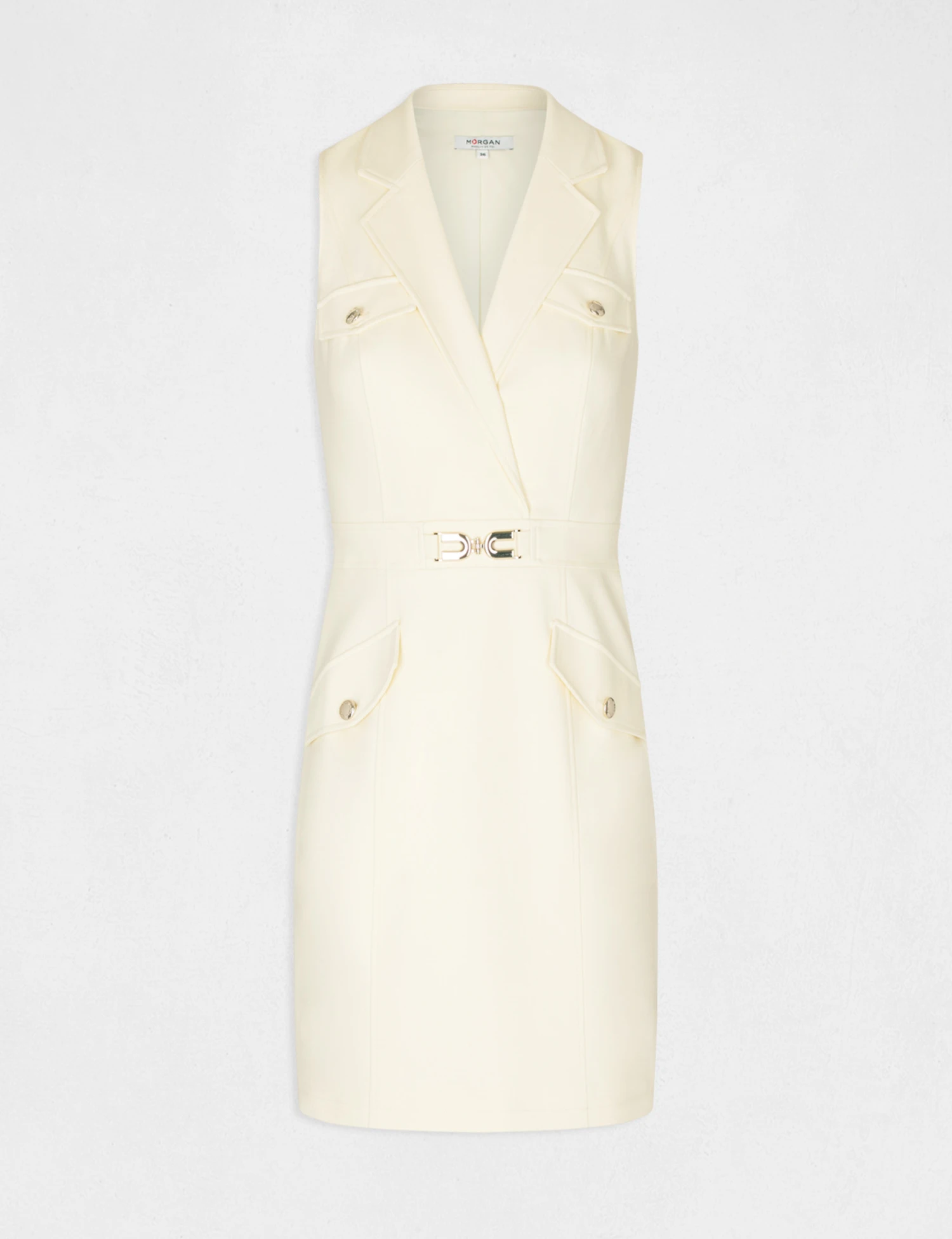 Robe Droite Avec Ornement Métallique Jaune Paille Femme 7 Robe Droite Avec Ornement Métallique Jaune Paille Femme – Image 5