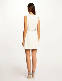 Robe Droite Avec Strass Et Ouverture Ecru Femme -Tenue Legere Boutique robe droite avec strass et ouverture ecru femme vue2 32536300939220201