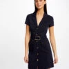 Robe Droite Boutonnée Ceinturée Marine Femme -Tenue Legere Boutique robe droite boutonnee ceinturee marine femme vue1 32536300949290301