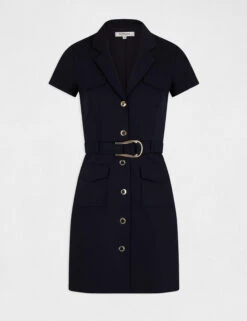 Robe Droite Boutonnée Ceinturée Marine Femme -Tenue Legere Boutique robe droite boutonnee ceinturee marine femme vue3 32536300949290301