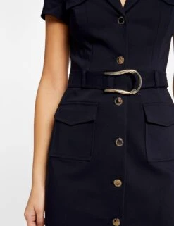 Robe Droite Boutonnée Ceinturée Marine Femme -Tenue Legere Boutique robe droite boutonnee ceinturee marine femme vue6 32536300949290301