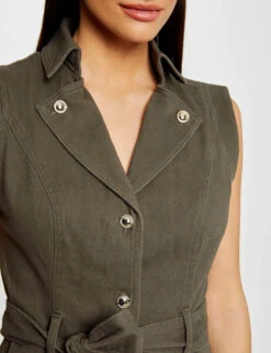 Robe Droite Boutonnée Ceinturée Vert Kaki Femme -Tenue Legere Boutique robe droite boutonnee ceinturee vert kaki femme vue6 32536300930990715