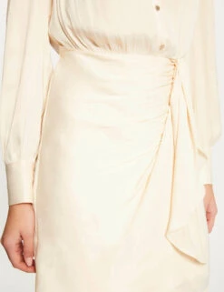 Robe Droite Drapée Satinée Ecru Moyen Femme 10 Robe Droite Drapée Satinée Ecru Moyen Femme -Tenue Legere Boutique robe droite drapee satinee ecru moyen femme vue6 32536300946440213