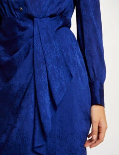 Robe Droite Drapée Satinée Imprimée Bleu Electrique Femme -Tenue Legere Boutique robe droite drapee satinee imprimee bleu electrique femme vue4 32536300942700314