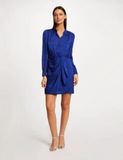 Robe Droite Drapée Satinée Imprimée Bleu Electrique Femme -Tenue Legere Boutique robe droite drapee satinee imprimee bleu electrique femme vue5 32536300942700314