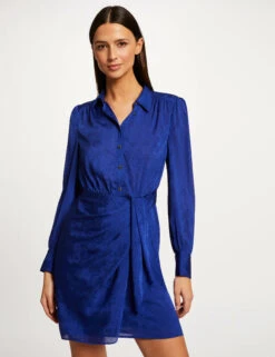 Robe Droite Drapée Satinée Imprimée Bleu Electrique Femme -Tenue Legere Boutique robe droite drapee satinee imprimee bleu electrique femme vue6 32536300942700314