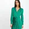 Robe Droite Drapée Satinée Imprimée Vert Femme -Tenue Legere Boutique robe droite drapee satinee imprimee vert femme vue1 32536300942700600