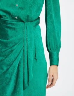 Robe Droite Drapée Satinée Imprimée Vert Femme 10 Robe Droite Drapée Satinée Imprimée Vert Femme -Tenue Legere Boutique robe droite drapee satinee imprimee vert femme vue6 32536300942700600