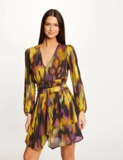 Robe Droite Fluide Imprimé Abstrait Multico Femme