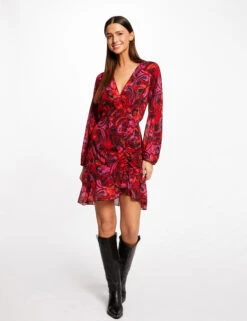 Robe Droite Froncée Imprimé Végétal Multico Femme -Tenue Legere Boutique robe droite froncee imprime vegetal multico femme vue5 32536300936690900