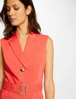 Robe Droite Sans Manches Ceinturée Rouge Femme -Tenue Legere Boutique robe droite sans manches ceinturee rouge femme vue6 32536300886140500