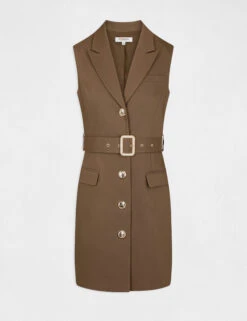 Robe Droite Sans Manches Ceinturée Vert Kaki Femme -Tenue Legere Boutique robe droite sans manches ceinturee vert kaki femme vue3 32536300886140603