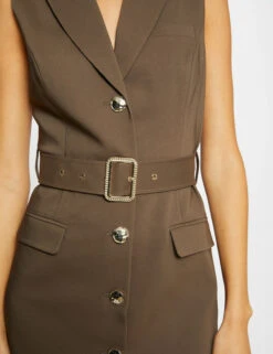 Robe Droite Sans Manches Ceinturée Vert Kaki Femme -Tenue Legere Boutique robe droite sans manches ceinturee vert kaki femme vue6 32536300886140603