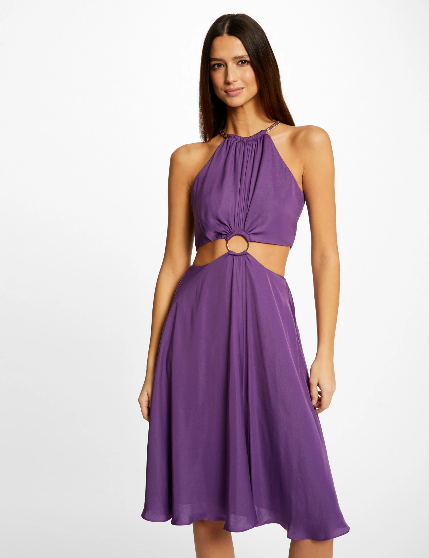 Robe évasée Avec Anneau Et Ouvertures Violet Fonce Femme 3 Robe évasée Avec Anneau Et Ouvertures Violet Fonce Femme