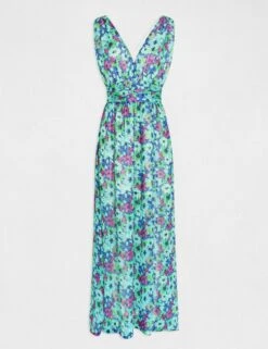 Robe Longue Droite Imprimé Floral Multico Femme -Tenue Legere Boutique robe longue droite imprime floral multico femme vue3 32536300951370900