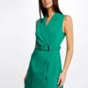 Robe Portefeuille Ceinturée Sans Manches Vert Femme -Tenue Legere Boutique robe portefeuille ceinturee sans manches vert femme vue1 32536300948860600