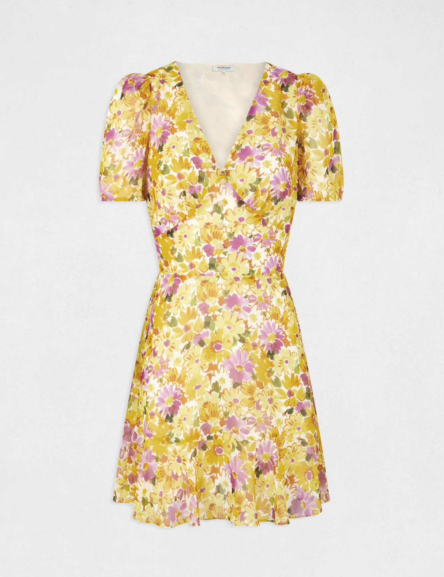 Robe Trapèze à Volants Imprimé Floral Multico Femme 7 Robe Trapèze à Volants Imprimé Floral Multico Femme – Image 5