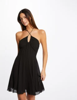 Robe Trapèze Avec Col Bustier Noir Femme -Tenue Legere Boutique robe trapeze avec col bustier noir femme vue5 32536300931700100