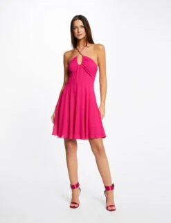 Robe Trapèze Avec Col Bustier Rose Fonce Femme -Tenue Legere Boutique robe trapeze avec col bustier rose fonce femme vue5 32536300931700515