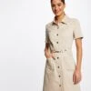 Robe Trapèze Boutonnée Avec Boucle Beige Femme -Tenue Legere Boutique robe trapeze boutonnee avec boucle beige femme vue1 32536300931720202