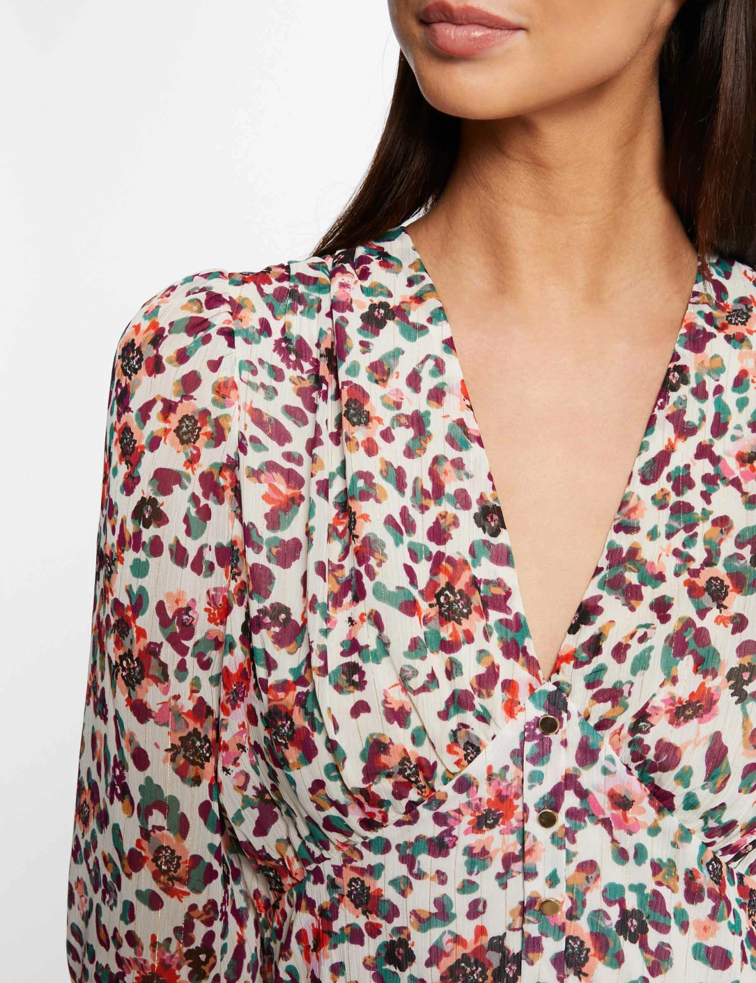 Robe Trapèze Fluide Imprimé Floral Ecru Femme 5 Robe Trapèze Fluide Imprimé Floral Ecru Femme – Image 3