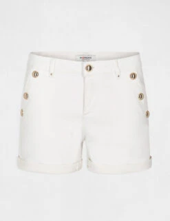 Short Ajusté à Pont En Jean Ecru Femme -Tenue Legere Boutique short ajuste a pont en jean ecru femme vue3 32536300906080201