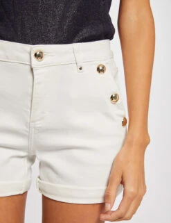 Short Ajusté à Pont En Jean Ecru Femme -Tenue Legere Boutique short ajuste a pont en jean ecru femme vue4 32536300906080201