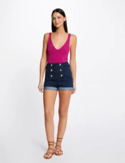 Short Ajusté à Ponts En Jean Jean Brut Femme