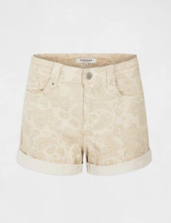 Short Ajusté Imprimé Cachemire Sable Femme -Tenue Legere Boutique short ajuste imprime cachemire sable femme vue3 32536300938080205