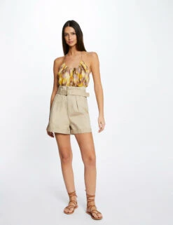 Short Ample Taille Haute Ceinturé Beige Femme 10 Short Ample Taille Haute Ceinturé Beige Femme -Tenue Legere Boutique short ample taille haute ceinture beige femme vue6 32536300938020202