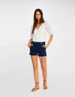 Short Avec Boutons Jean Brut Femme