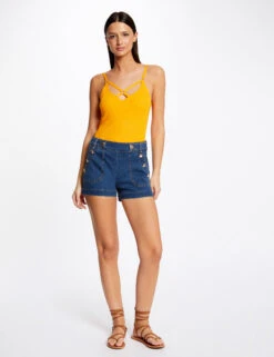 Short Avec Boutons Jean Stone Femme