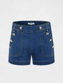 Short Avec Boutons Jean Stone Femme -Tenue Legere Boutique short avec boutons jean stone femme vue3 32536300938060308