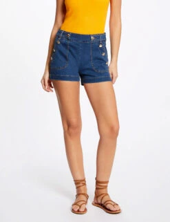 Short Avec Boutons Jean Stone Femme -Tenue Legere Boutique short avec boutons jean stone femme vue6 32536300938060308