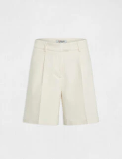 Short City Droit à Pinces Ecru Moyen Femme -Tenue Legere Boutique short city droit a pinces ecru moyen femme vue3 32536300941720213