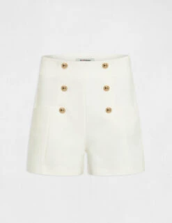 Short City Droit à Ponts Ecru Femme -Tenue Legere Boutique short city droit a ponts ecru femme vue3 32536300941660201