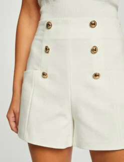 Short City Droit à Ponts Ecru Femme -Tenue Legere Boutique short city droit a ponts ecru femme vue4 32536300941660201