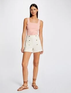 Short City Droit Ă Ponts Ecru Moyen Femme