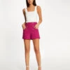 Short City Droit à Ponts Framboise Femme -Tenue Legere Boutique short city droit a ponts framboise femme vue1 32536300941660502