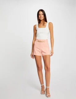 Short City Droit Avec Ornement Rose Moyen Femme