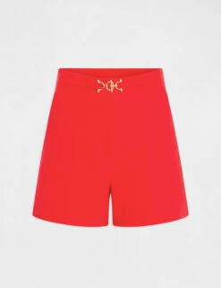 Short City Droit Détail Boucle Rouge Femme -Tenue Legere Boutique short city droit detail boucle rouge femme vue3 32536300952630500