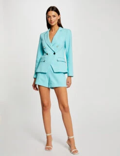 Short City Droit Ornements Métalliques Bleu Clair Femme