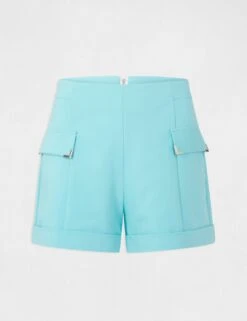 Short City Droit Ornements Métalliques Bleu Clair Femme 10 Short City Droit Ornements Métalliques Bleu Clair Femme -Tenue Legere Boutique short city droit ornements metalliques bleu clair femme vue3 32536300938160315