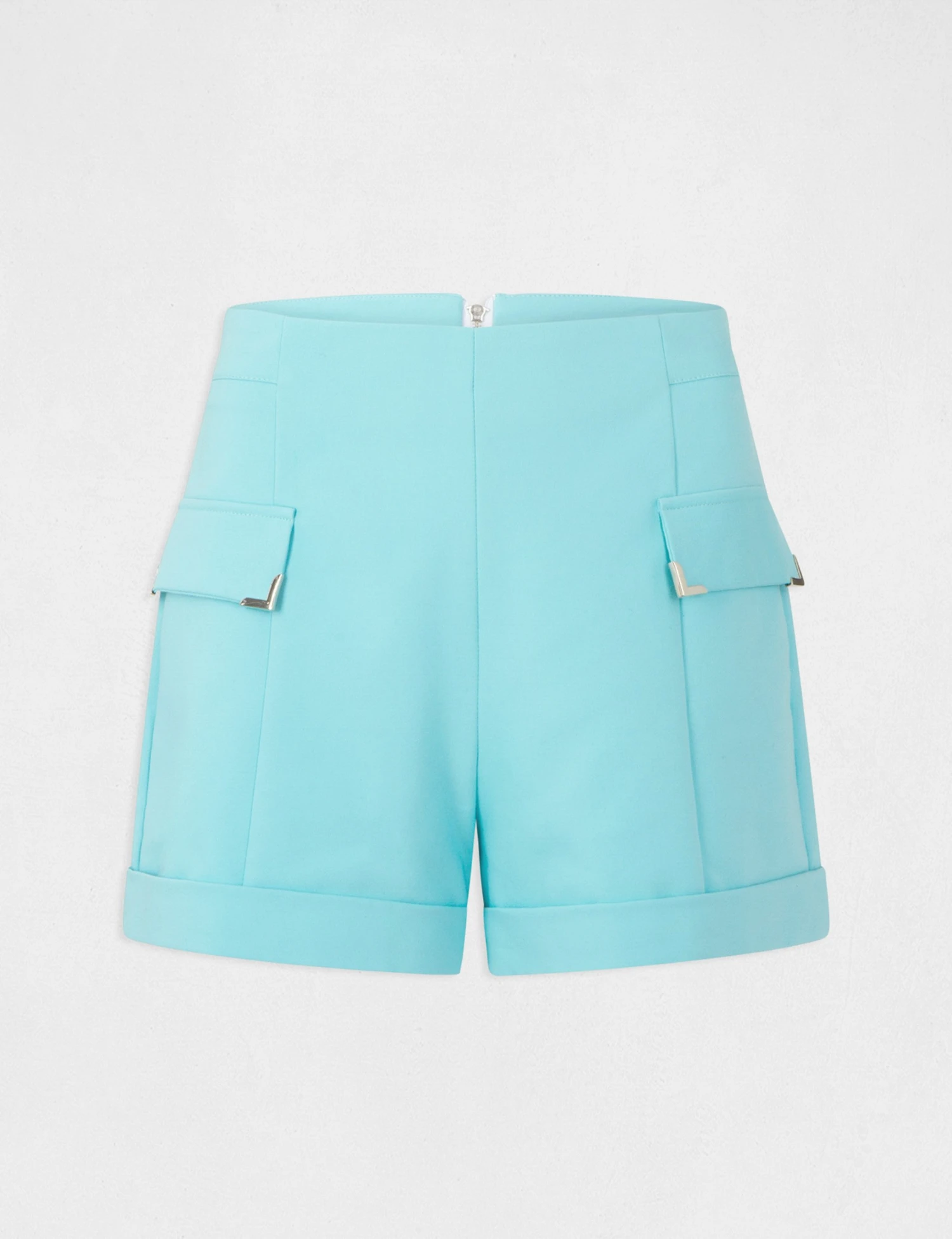 Short City Droit Ornements Métalliques Bleu Clair Femme 6 Short City Droit Ornements Métalliques Bleu Clair Femme – Image 4