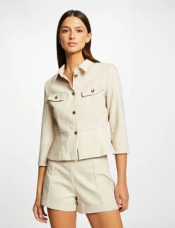 Short City Droit Taille Haute Beige Femme 9 Short City Droit Taille Haute Beige Femme -Tenue Legere Boutique short city droit taille haute beige femme vue5 32536300941680202