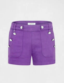 Short Droit à Ponts Violet Fonce Femme -Tenue Legere Boutique short droit a ponts violet fonce femme vue3 32536300938070311