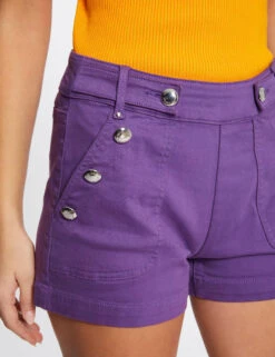 Short Droit à Ponts Violet Fonce Femme -Tenue Legere Boutique short droit a ponts violet fonce femme vue4 32536300938070311