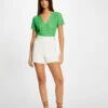 Short Droit Fluide à Ponts Ecru Femme -Tenue Legere Boutique short droit fluide a ponts ecru femme vue1 32536300938200201