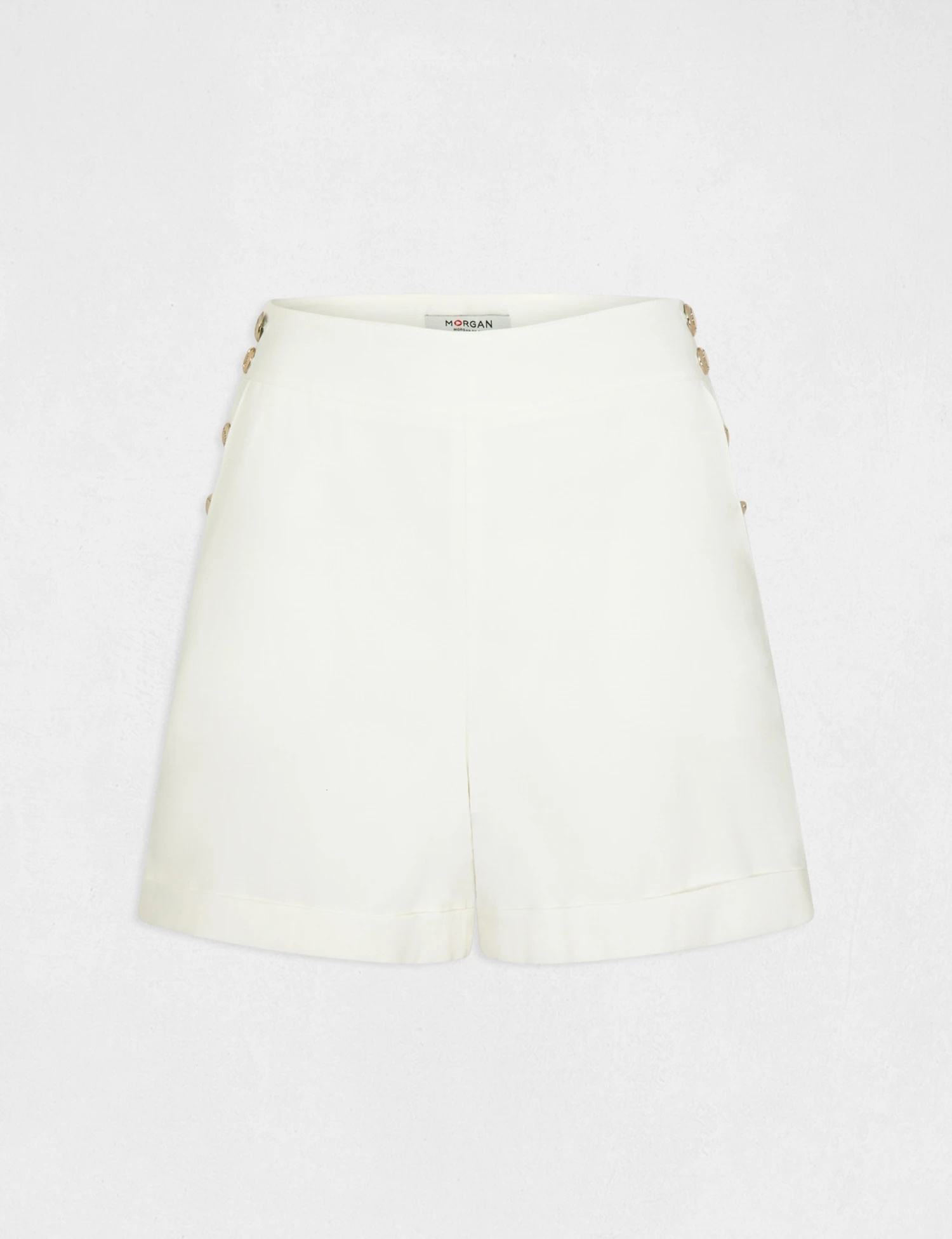 Short Droit Fluide à Ponts Ecru Femme 6 Short Droit Fluide à Ponts Ecru Femme – Image 4